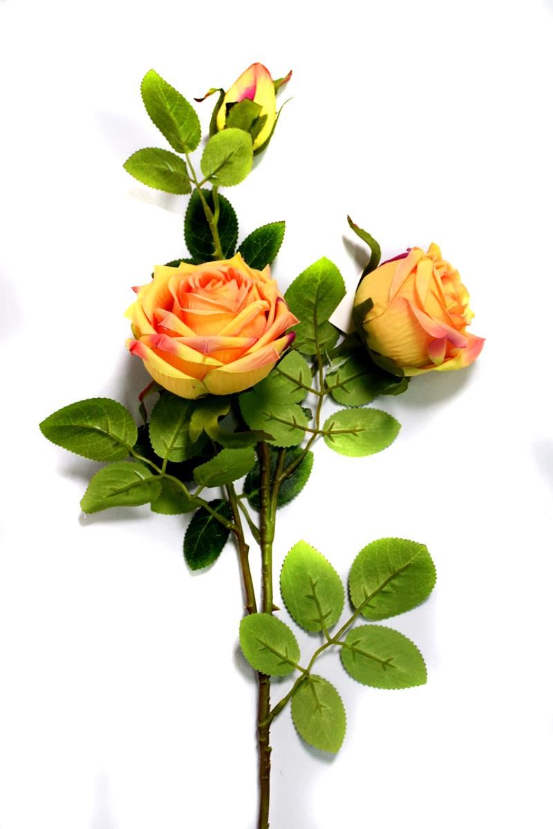 RAMO 2 ROSAS CON UN CAPULLO Y HOJAS. 5 COLORES: ROJO. BLANCO. CELESTE. ROSA. AMARILLO